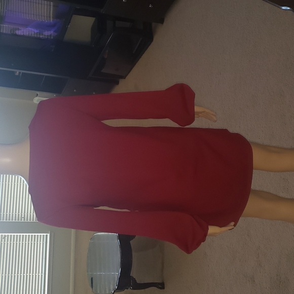 Long  puff sleeve tunic/mini huge tie in front ribbed loose fit - Picture 3 of 5